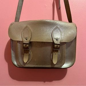 Silver leather satchel